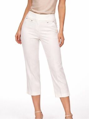 Zac & Rachel white stretch pull on capri pants SZ 8